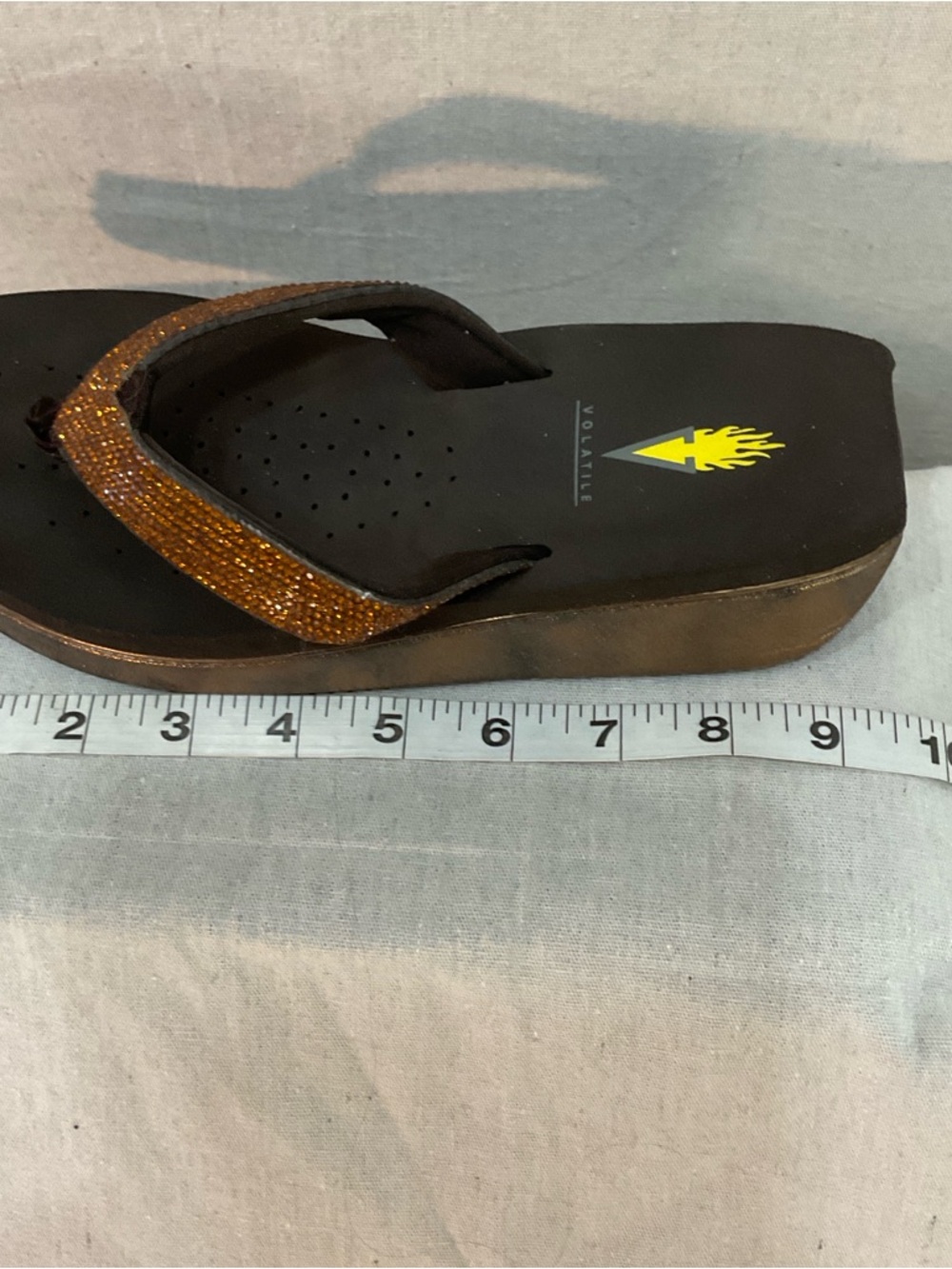 Volatile  Glitter Platform Flip Flop Wedge Sandals with Embellished Straps/ 7  A